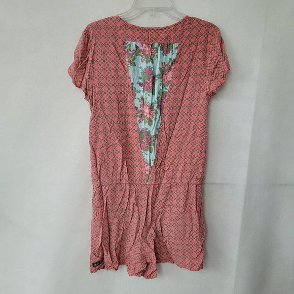 Matilda Jane Solstice Romper Womens M Pink Floral Print Contrast Rayon Pockets - Picture 8 of 12